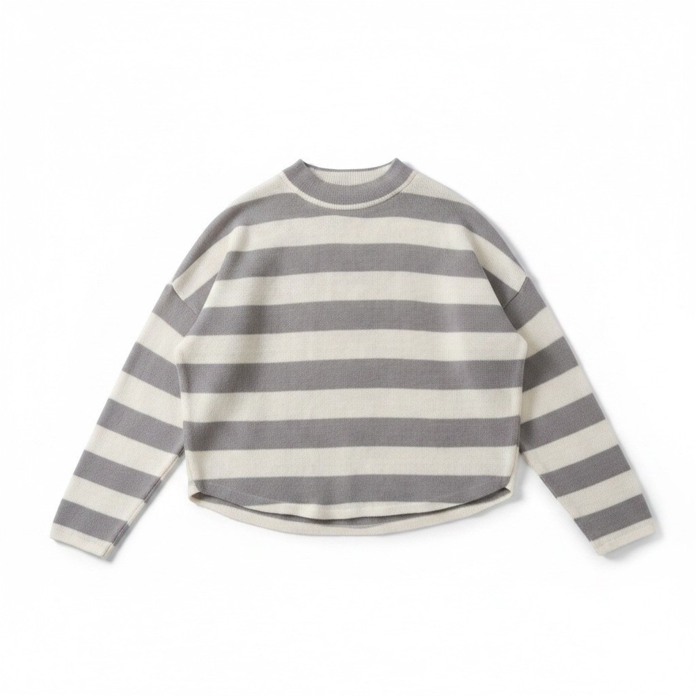 SOCIALITE Striped SWEATER Women's L Gray‎ White Mock Dolman